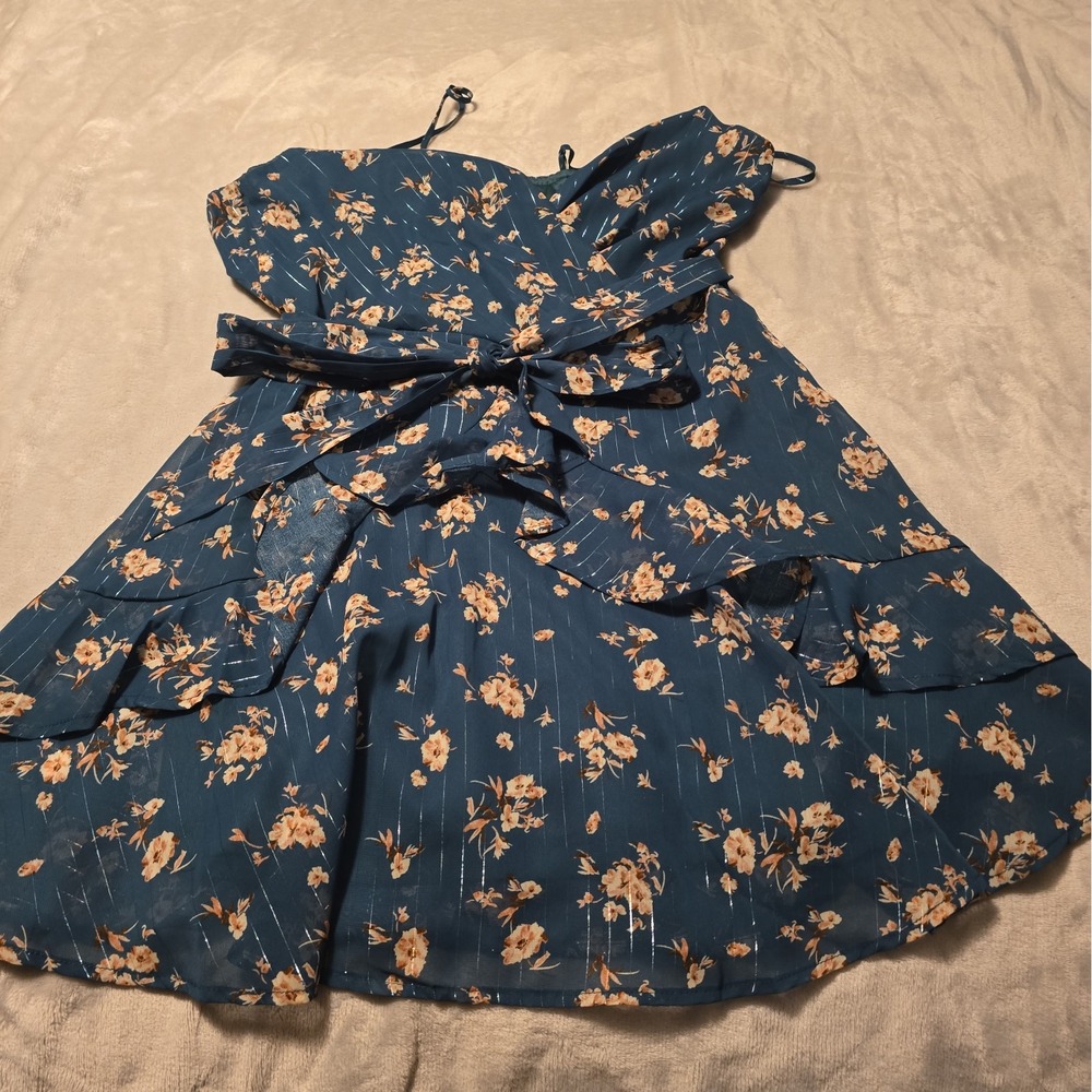 Trixxi Floral Boho Maxi Dress XL Ruffled Cottagecore Prairie Green Country